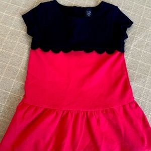 Baby Gap Girls Navy and Pink Tunic Dress with Scallop Detail